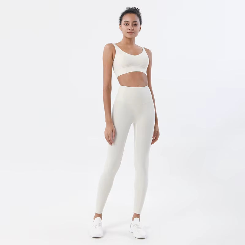 Nylon Tracksuits Women'S Yoga Set Sports Suit Gym Fitness Bra Leggings Women Lounge Wear Crop Tops Sexy 18 Colors