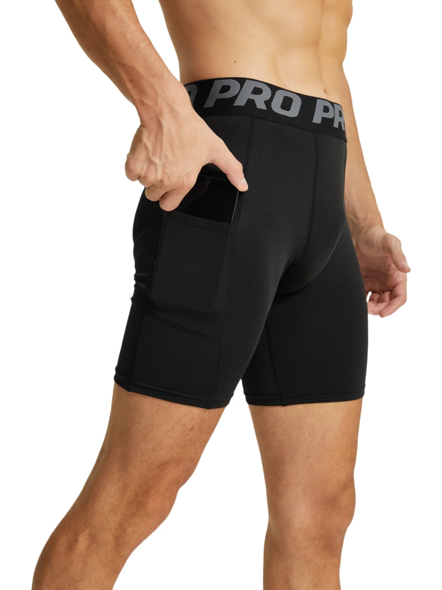 Men'S Compression Shorts with Pocket Spandex Running Sport Athletic Workout Performance Underwear
