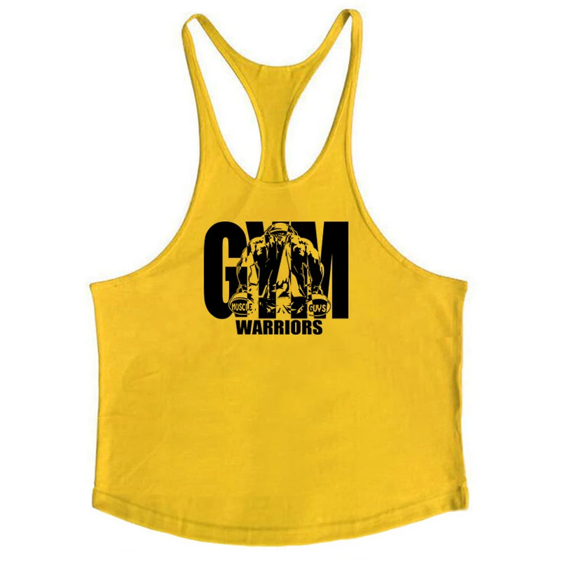 Gym Bodybuilding Tank Tops Fashion Y-Back Suspenders Vests Cotton Breathable Sleeveless Singlets Mens Fitness Muscle Sport Shirt