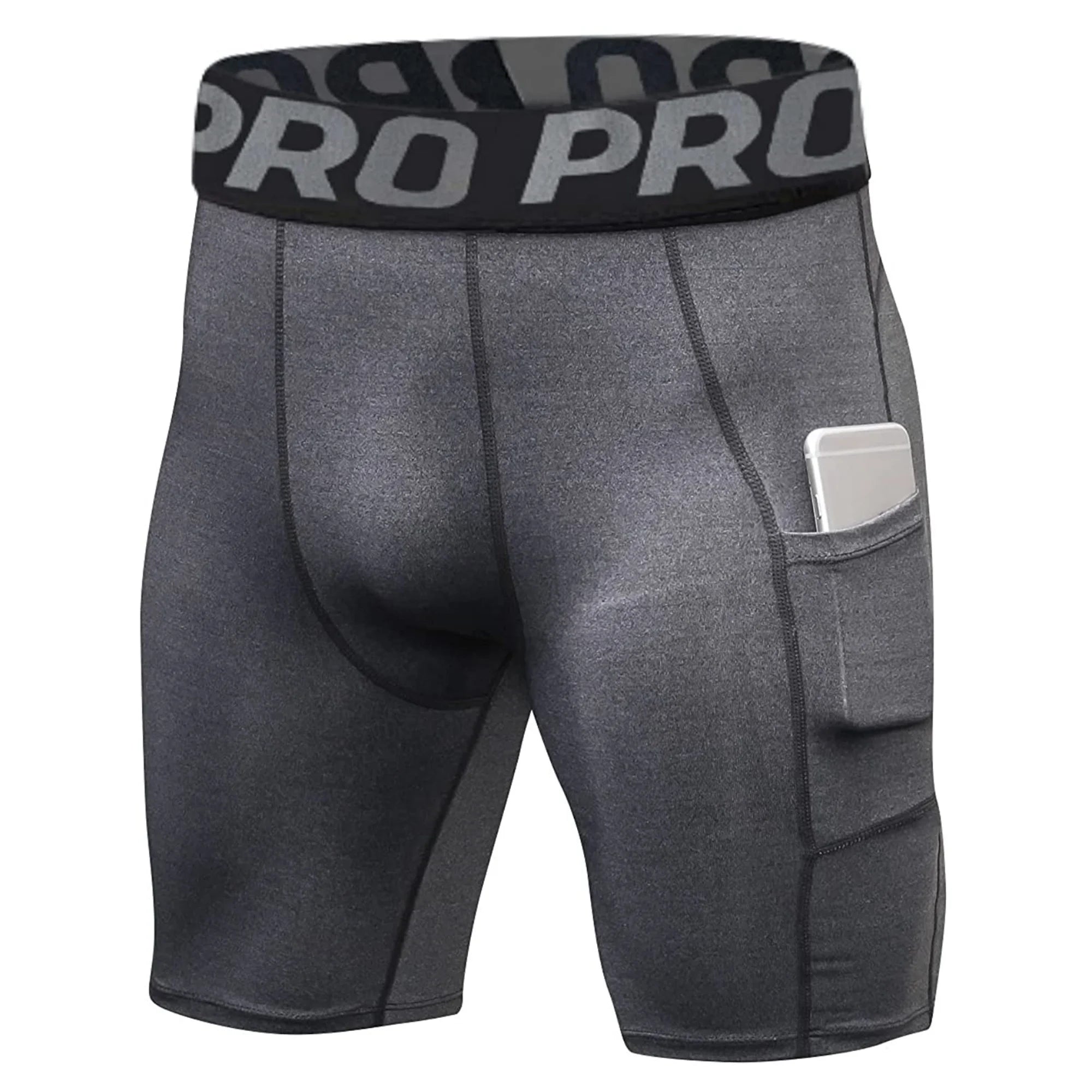 Men'S Compression Shorts with Pocket Spandex Running Sport Athletic Workout Performance Underwear