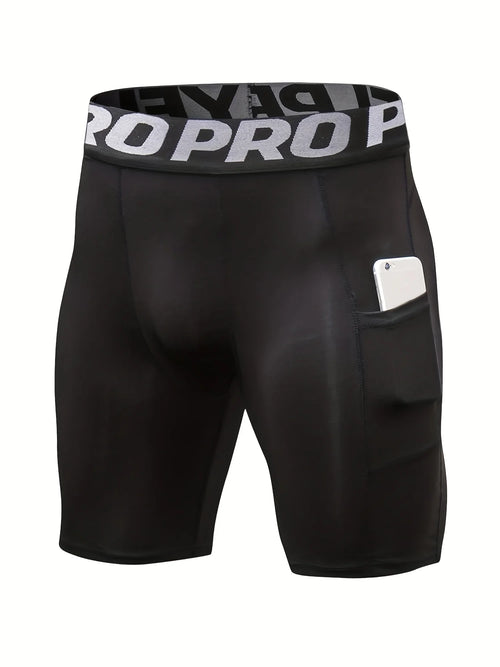 Men'S Compression Shorts with Pocket Spandex Running Sport Athletic Workout Performance Underwear