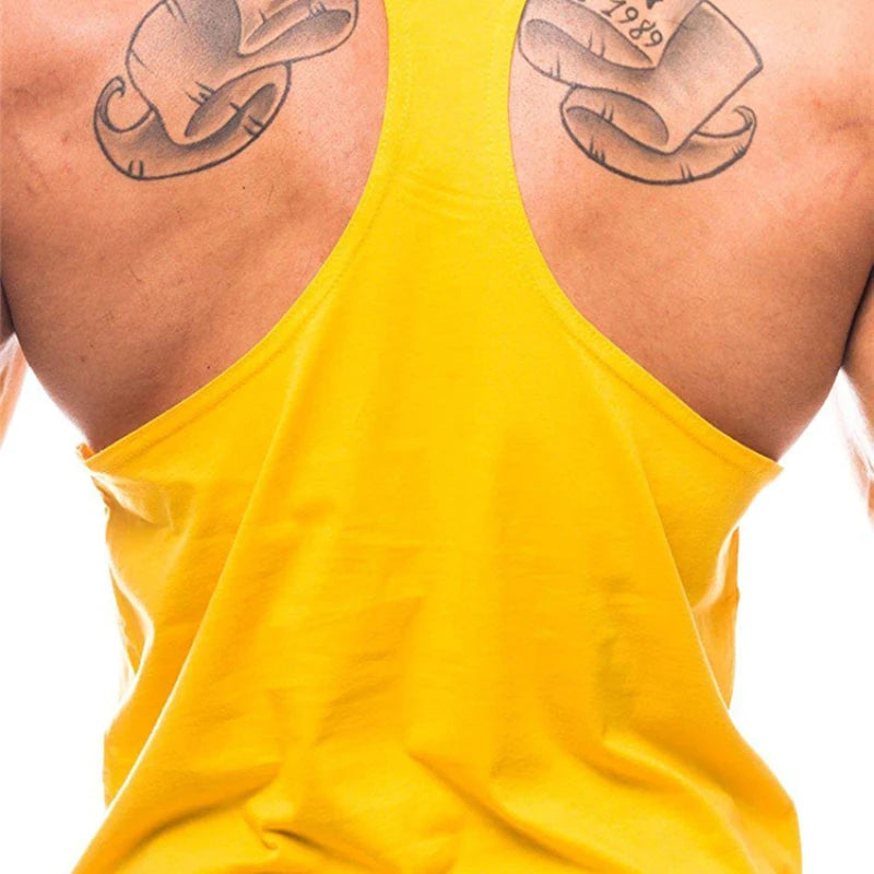 Gym Bodybuilding Tank Tops Fashion Y-Back Suspenders Vests Cotton Breathable Sleeveless Singlets Mens Fitness Muscle Sport Shirt
